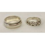 2 silver band style rings.