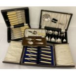 4 boxed silver plated and stainless steel cutlery sets.