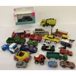 A quantity of assorted vintage plastic and diecast toy vehicles to include Dinky, Lledo & Burago.