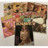 10 assorted vintage issues of Knave, adult erotic magazine.