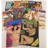 10 assorted vintage issues of Knave, adult erotic magazines.