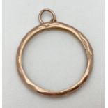 A vintage 9ct gold circular shaped pendant mount with hanging bale. Back marked 9ct. Approx. 3.5cm