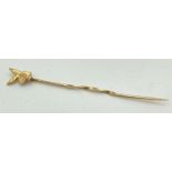 A 9ct gold Playboy Bunny stick pin. Hallmarks to side of pin. Total weight approx. 0.4g.