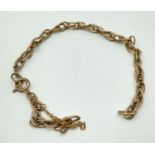 A vintage 9ct scrap gold multi link bracelet with safety chain. Hallmarks to fixing. Total weight