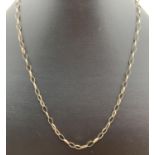 An 18 inch 9ct gold belcher chain with spring clasp. Gold marks to clasp. Total weight approx. 3g.