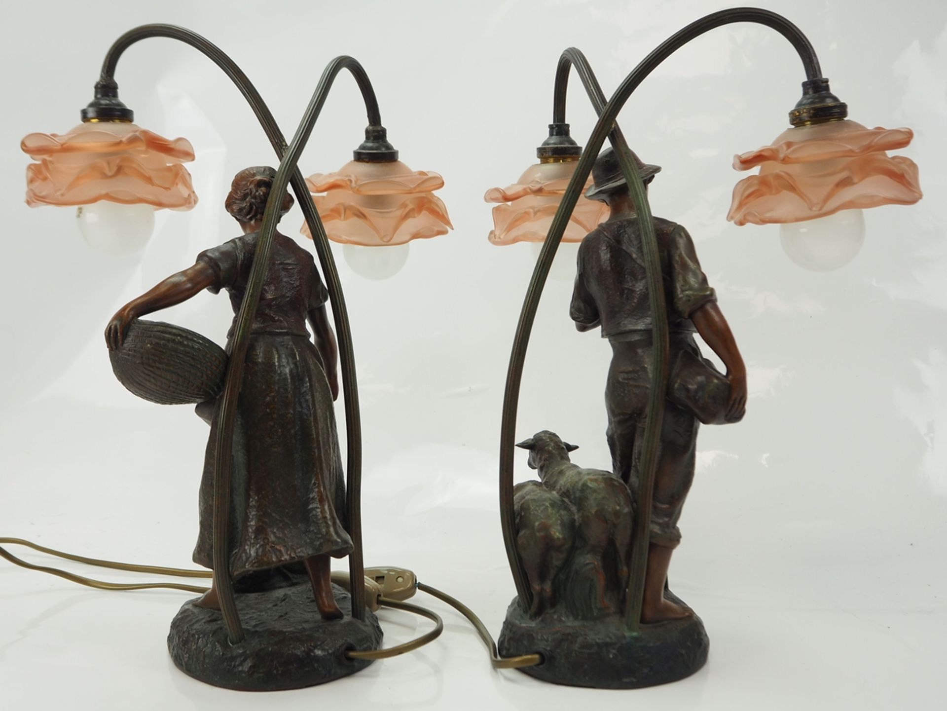 Jugendstil: Paar Bronze-Tischlampen. - Bild 4 aus 5