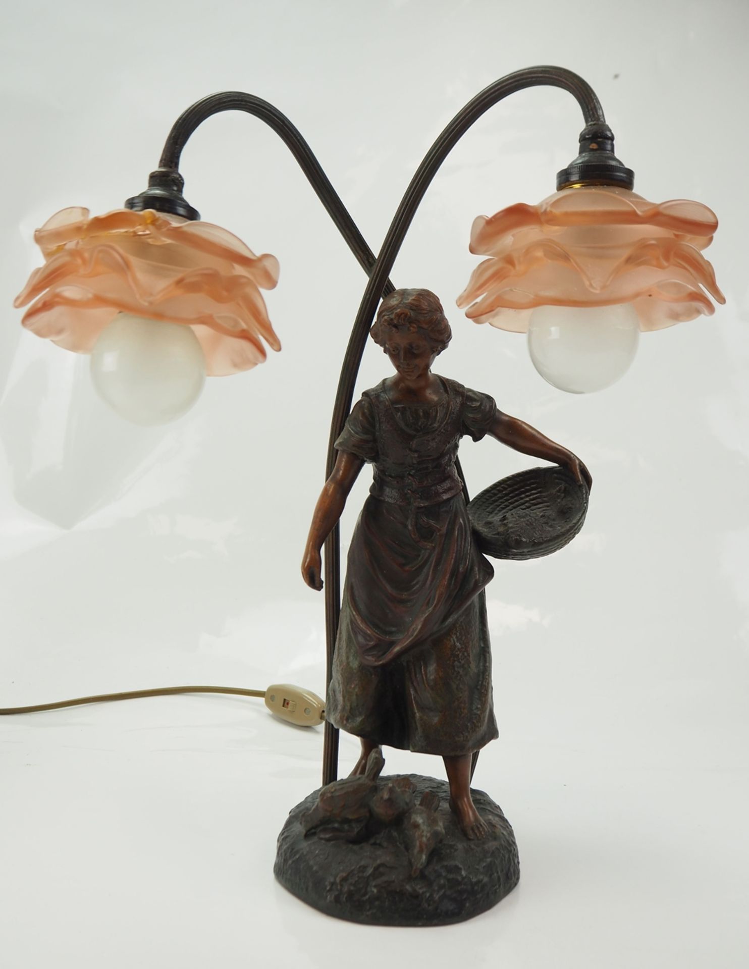 Jugendstil: Paar Bronze-Tischlampen. - Bild 2 aus 5