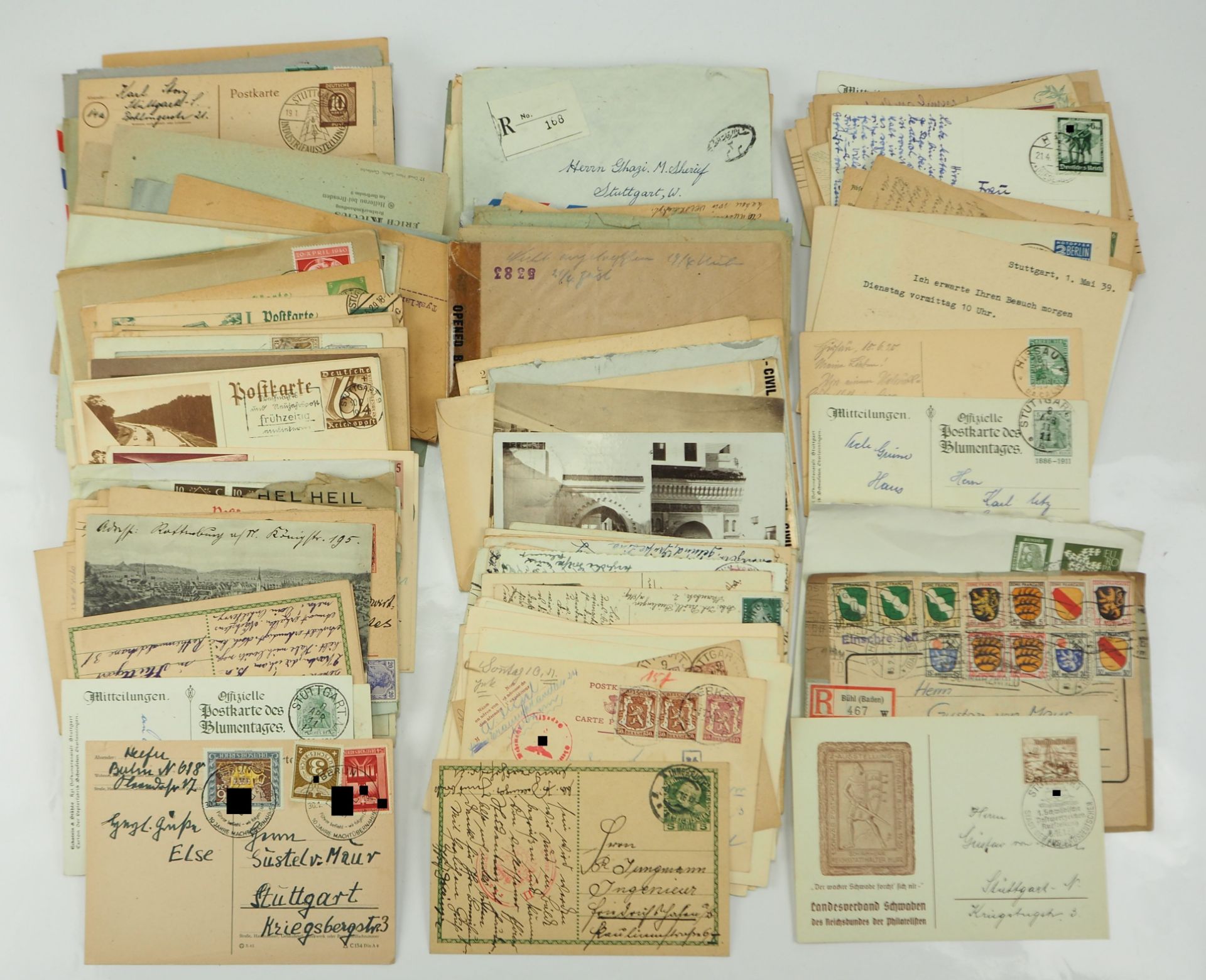 Briefmarken: Umfangreiche Korrespondenz 1900-1960 - Stuttgart / Reutlingen und