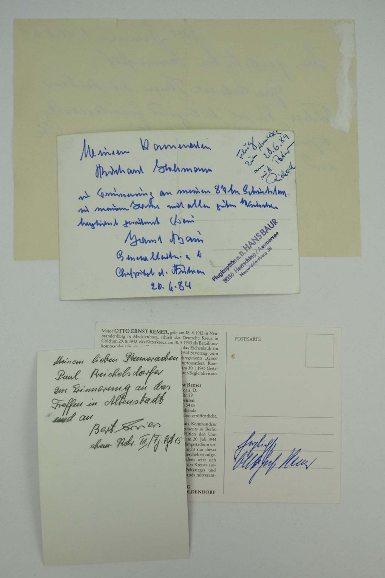 Lot von 4 Ritterkreuzträger Autographen. - Image 2 of 2