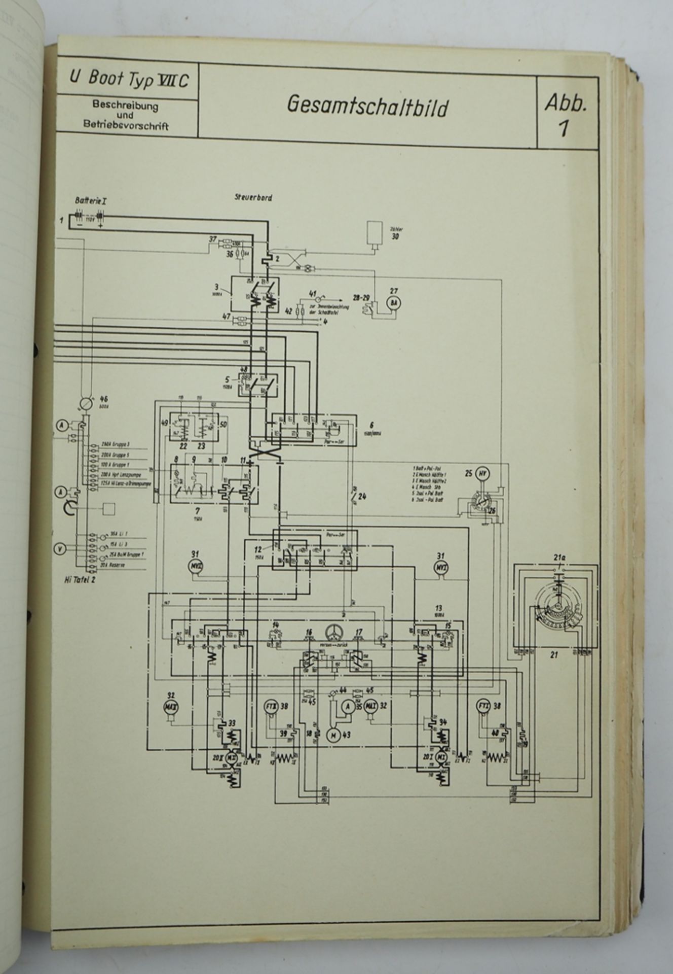 U-Boot VII C - Beschreibung und Betriebsvorschrift für die Hauptschaltanlage und Hilfsschaltanlage. - Image 3 of 6