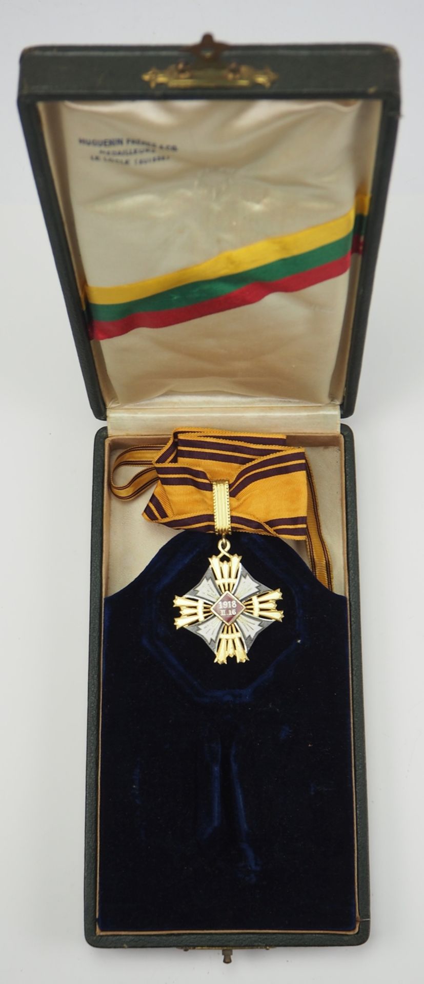 Litauen: Orden des Großfürsten Gediminas, 2. Modell (1930-1940), Großkomtur Satz, im Etui. - Image 3 of 4