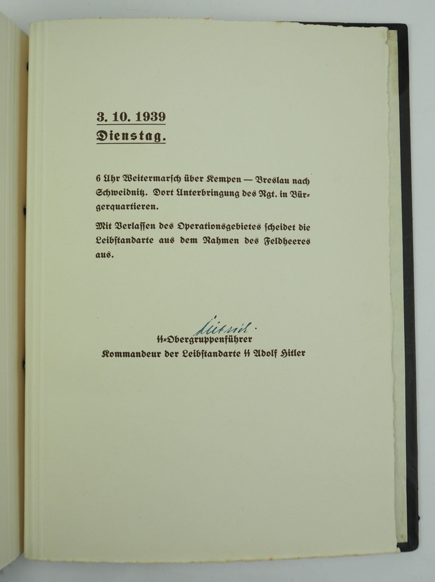 Kriegstagebuch der Leibstandarte SS Adolf Hitler - 31.8-3.10.1939 während des Feldzuges in Polen. - Image 8 of 8