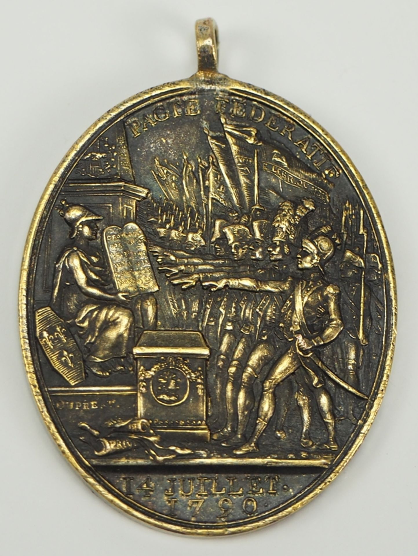 Frankreich: Medaille zur Erinnerung an das Förderationsfest auf dem Marsfeld für die Marine, 1790.