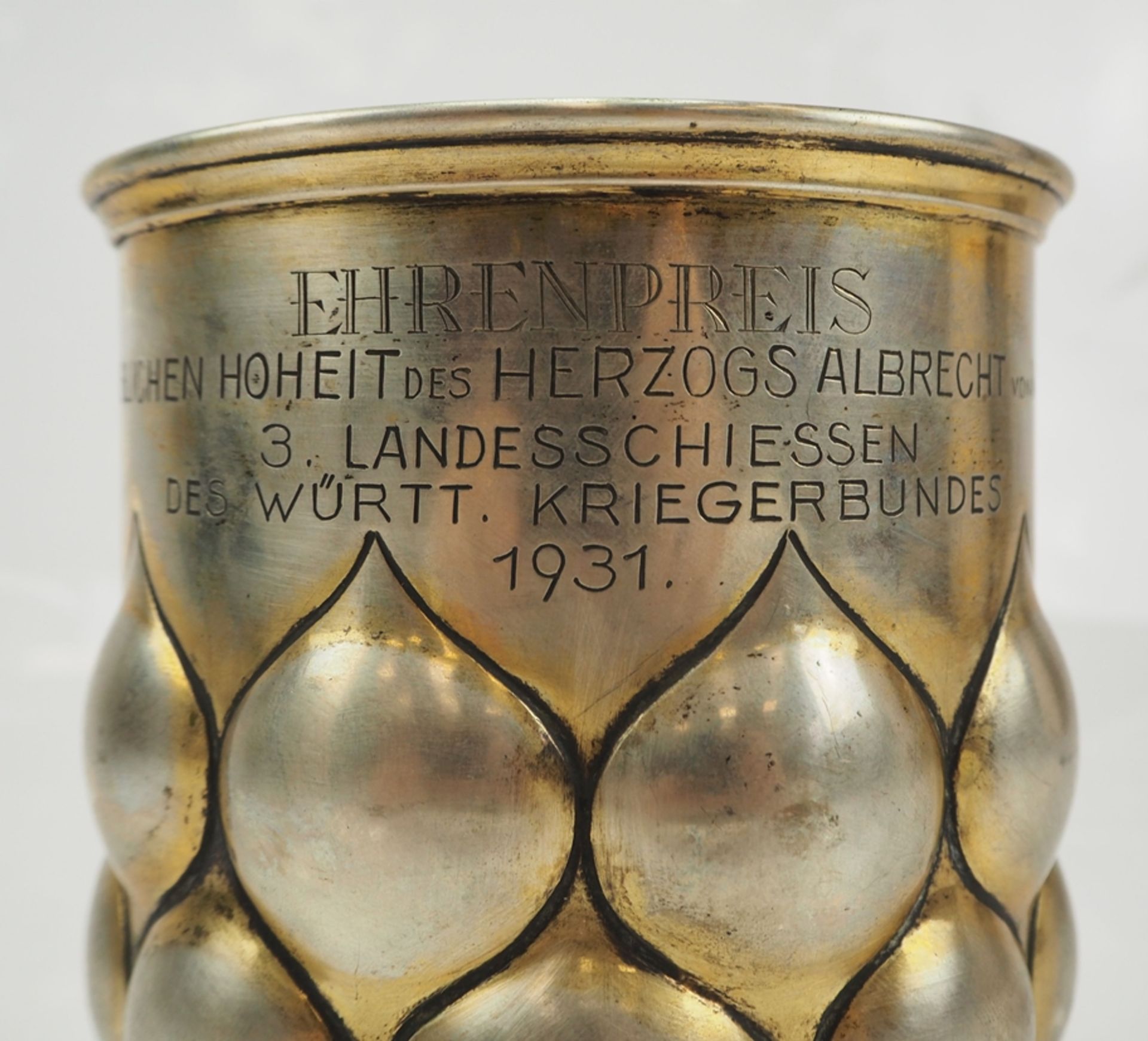 König von Württemberg: Ehrenpreis auf das 3. Landesschiessen des württ. Kriegerbundes 1931 - SILBER - Image 2 of 4