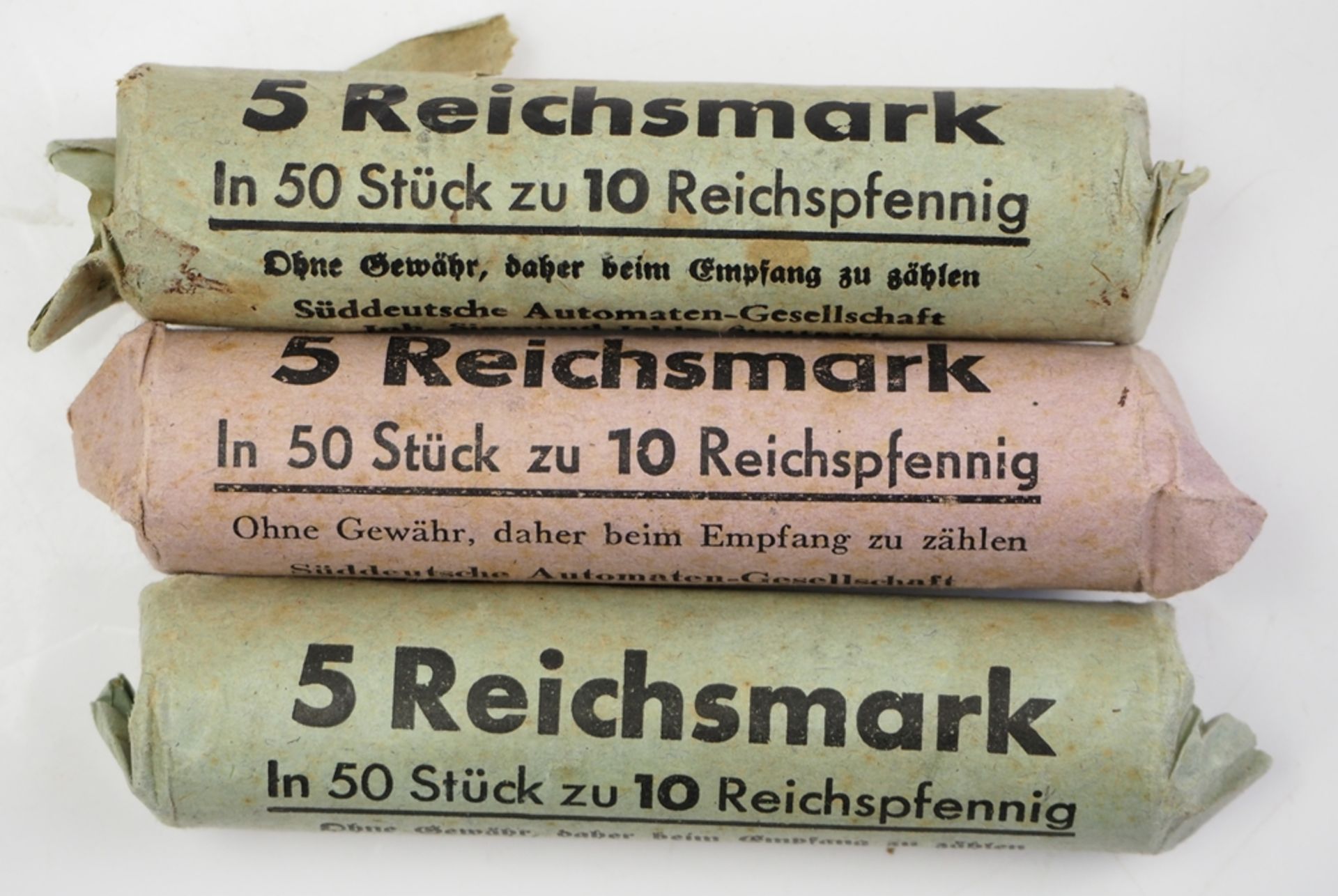 15 Reichsmark - zu 3 Rollen á 10 Reichspfenning. - Image 2 of 2