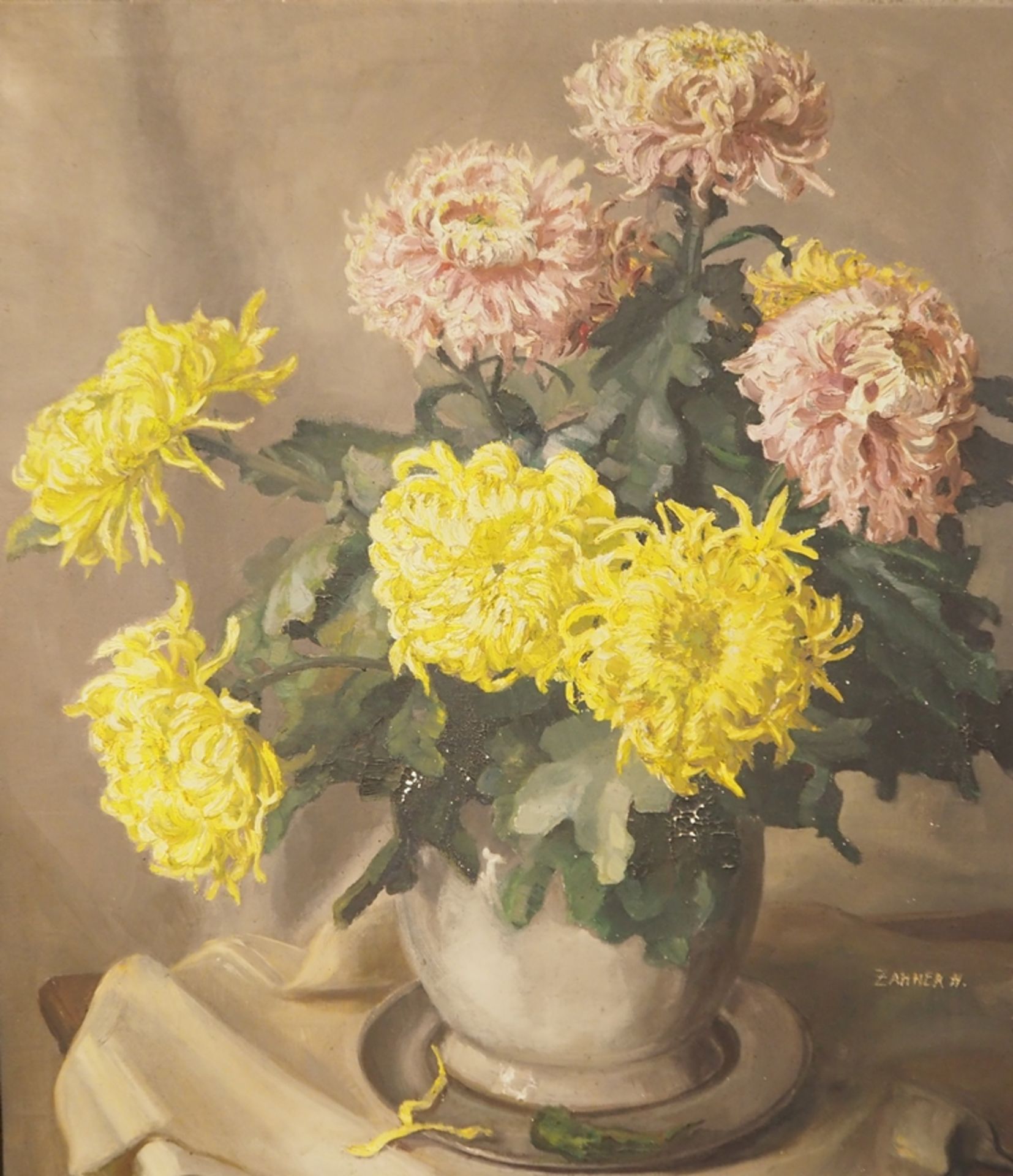 Zahner, Hermine: Stillleben Chrysanthemen.