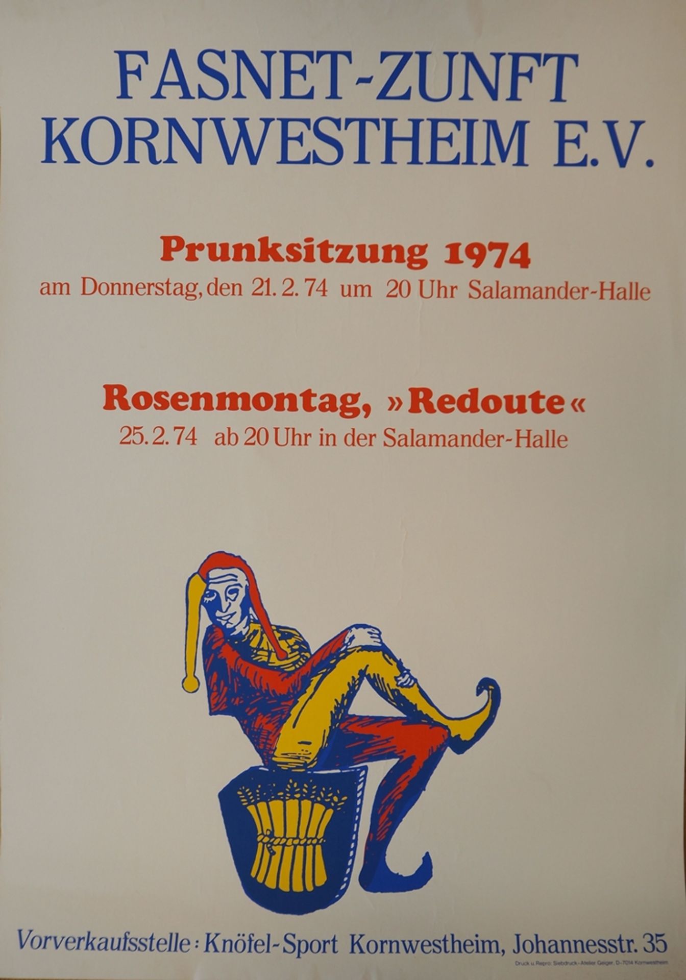 Werbeplakat: Fasnet-Zunft Kornwestheim e.V..