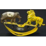 HULL & STAFFORD ELEPHANT & LION BELL TOY