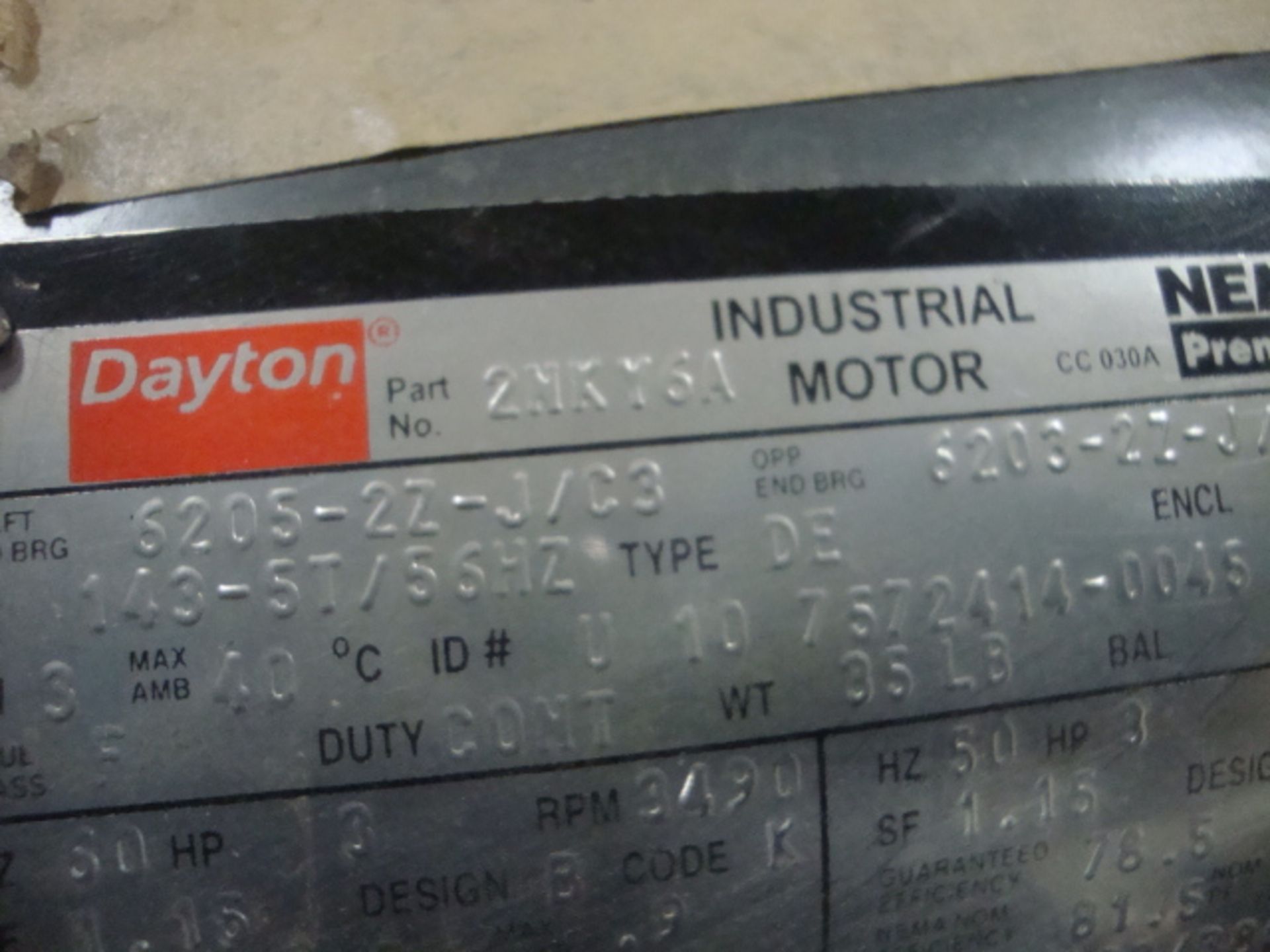 Pr of Motors, Leeson 1/4hp 102014.00 and Dayton 3hp wNKY6A - Image 2 of 2