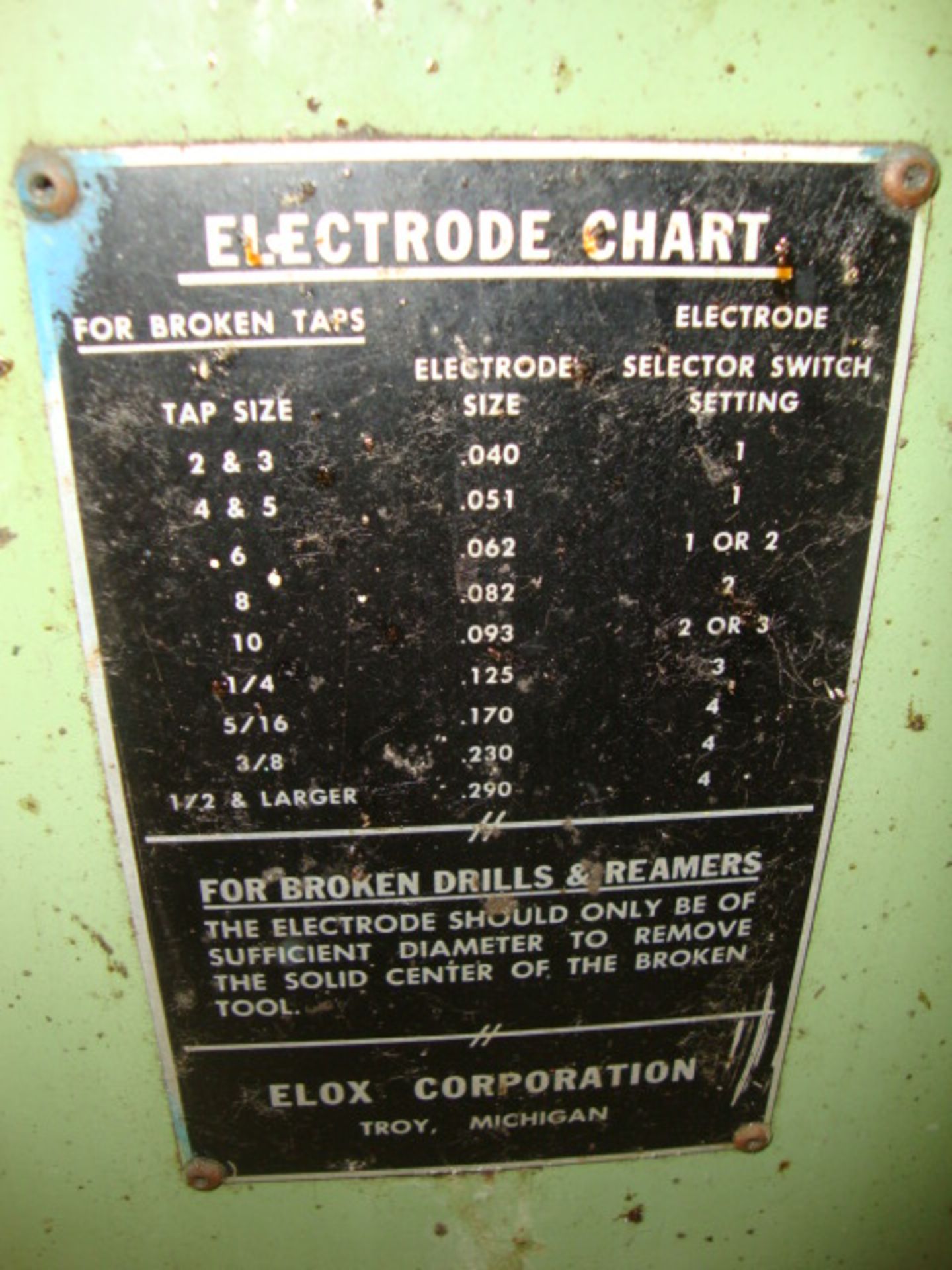 Elox EDM Electron Drill on wheels, used for burning broken taps and drills, Model # M52, includes - Image 10 of 11