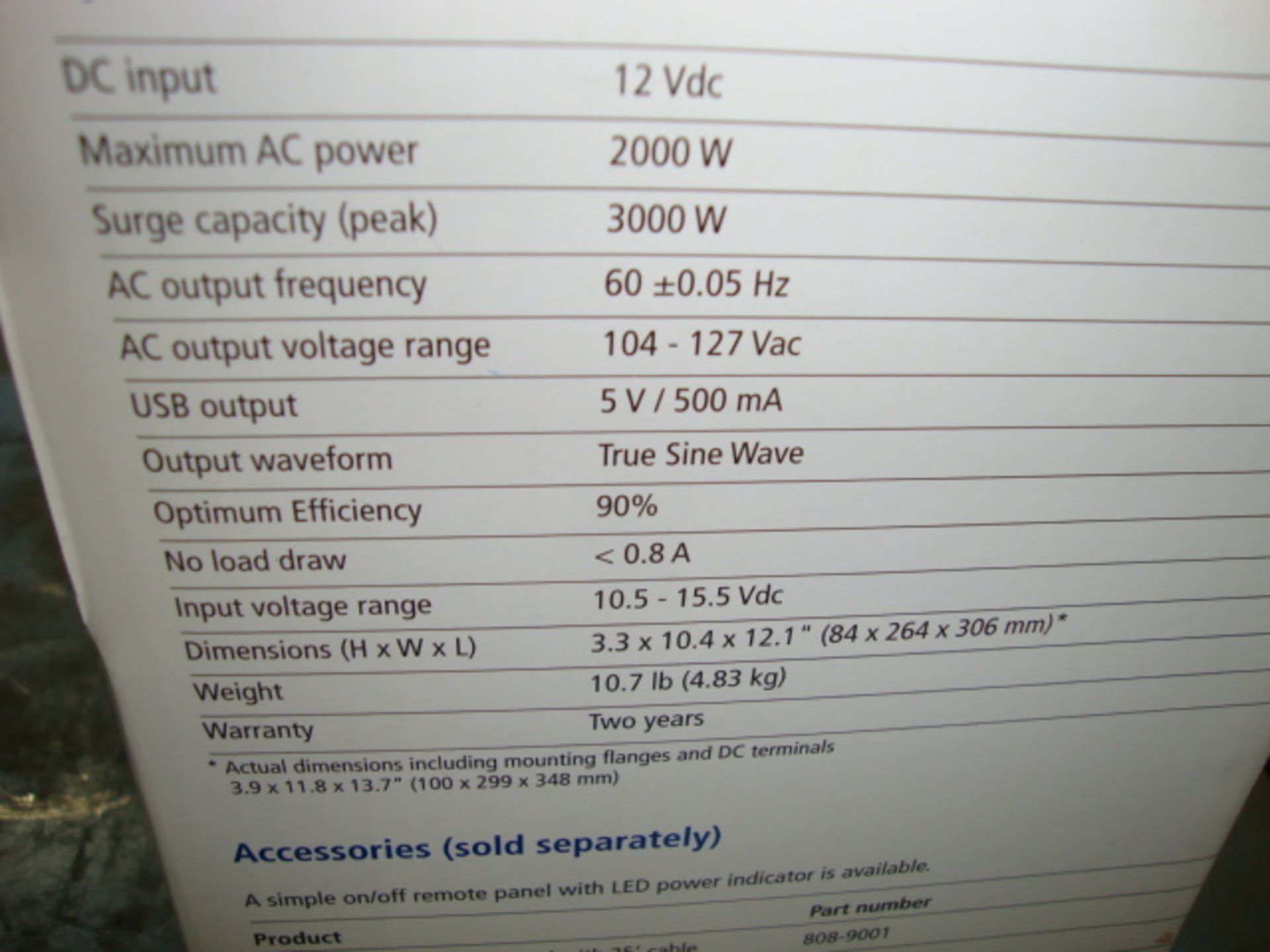 3 New Xantrex 2000 Watt Sine Wave Inverter, Model Prowatt SW 2000 - Image 4 of 9