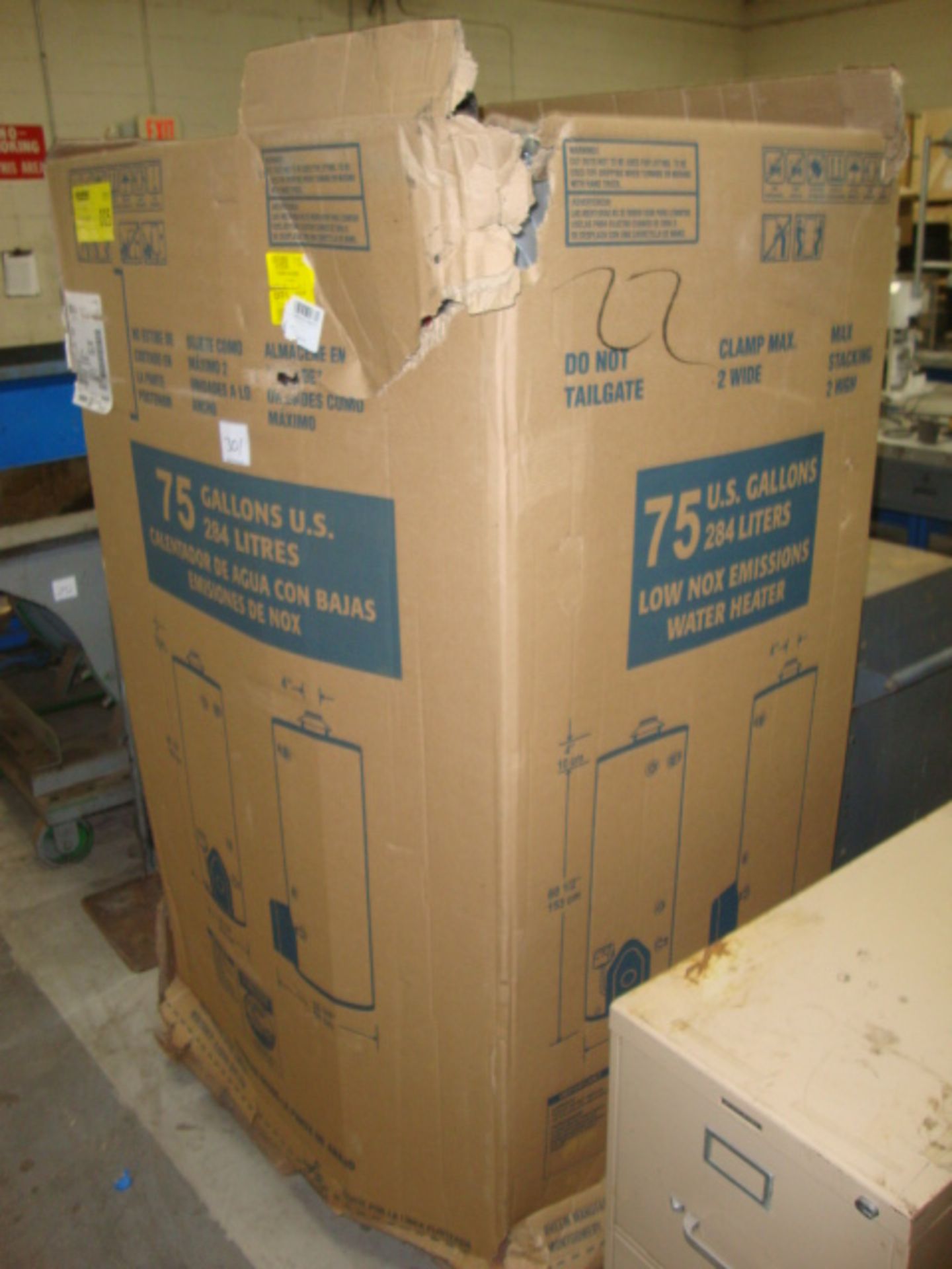 New Rheem Rudd 75 Gallon Gas Water Heater, set up for nat. gas, 75,000 BTU's - Image 5 of 5