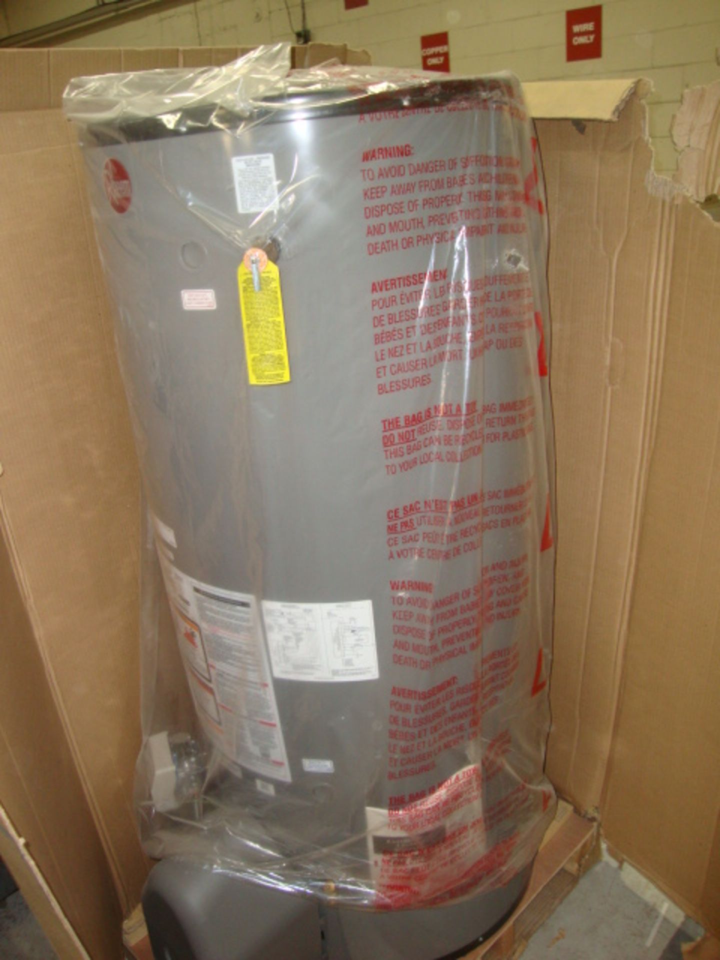 New Rheem Rudd 75 Gallon Gas Water Heater, set up for nat. gas, 75,000 BTU's - Image 2 of 5