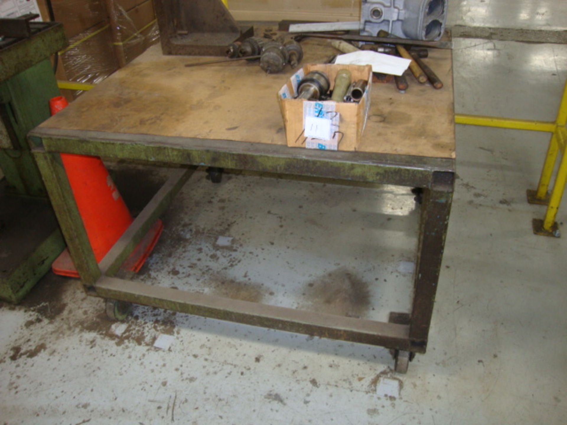 HD Mobile Steel Workbench, NO contents, approx. 44" x 44" x 30" tall