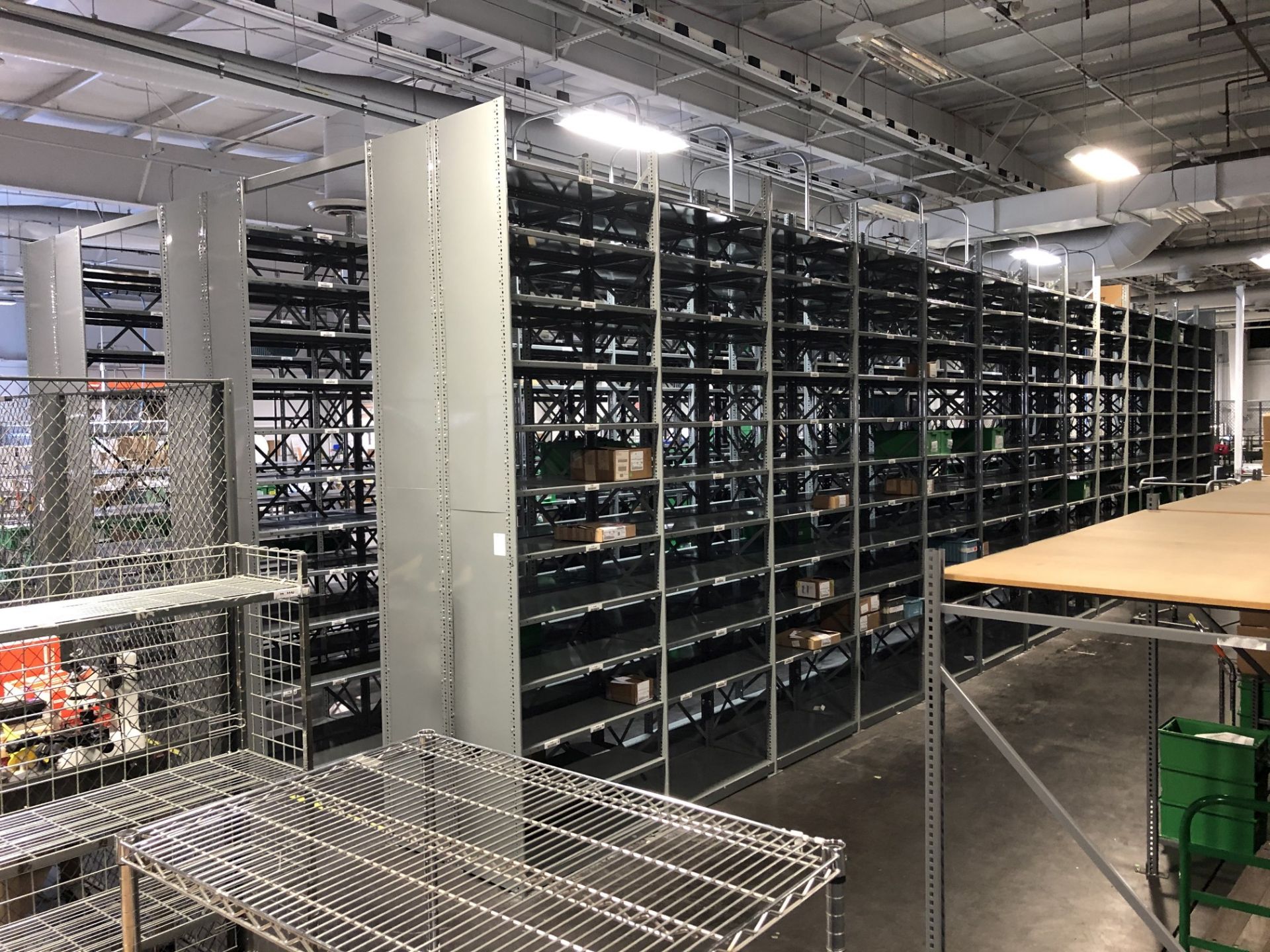 (3) Rows of Two-Sided Metal Shelving