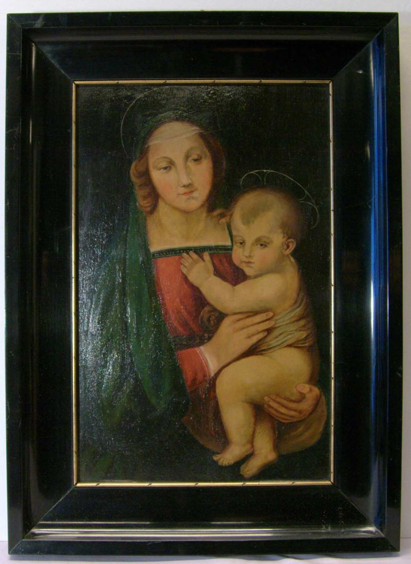 "Maria mit Jesuskind", Öl/L?, o.sig., ca 36 x 23 cm