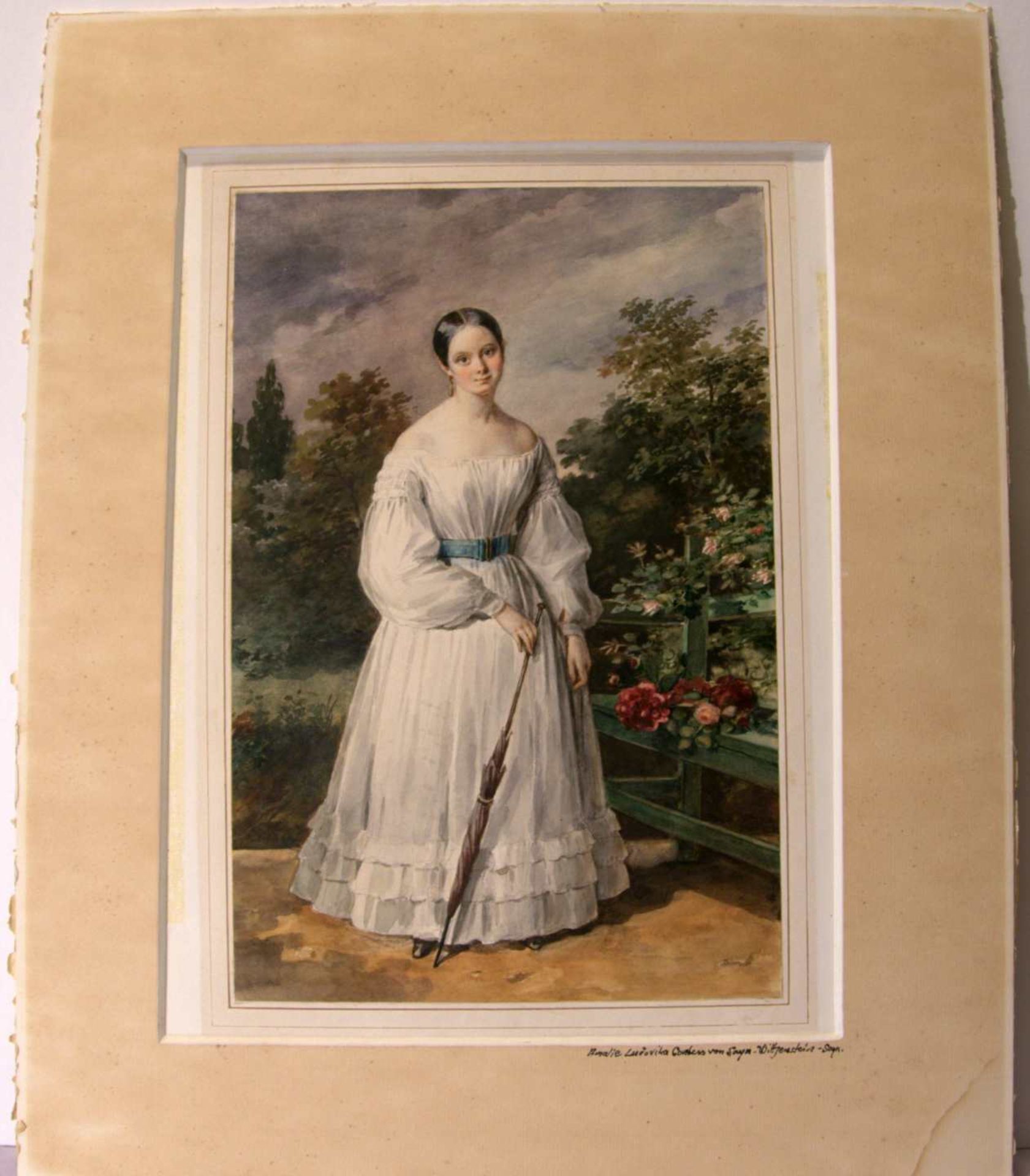 Umkreis JOSEPH KARL STIELER, Aquarellunten bez. "Amalie Ludovika Countess van Sayn-Wit