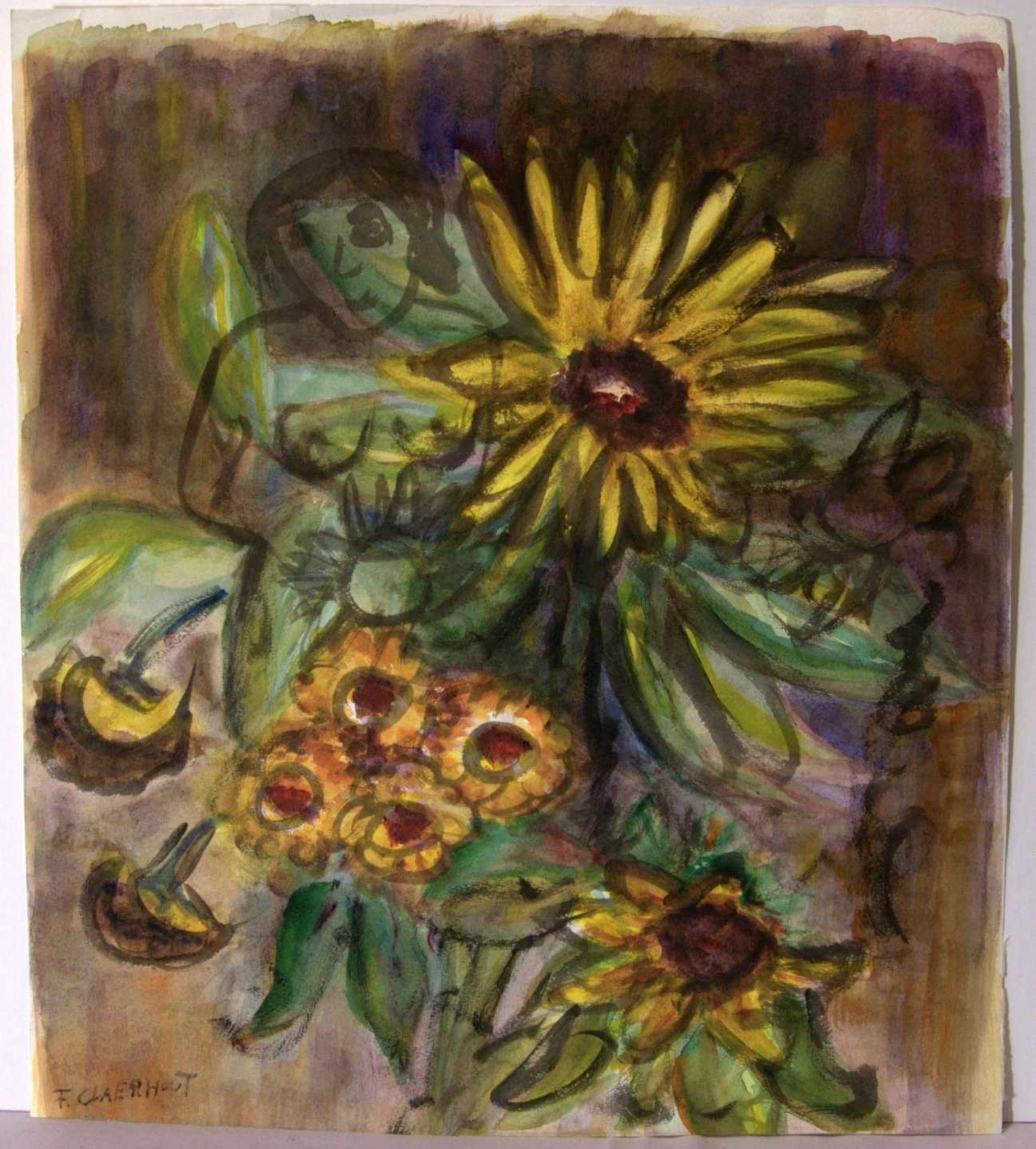 FRANS? CLAERHOUT (1919-2006, Belgien), "Blumen", Mischtechnik, u.li.sig.ca. 43 x 38 cm