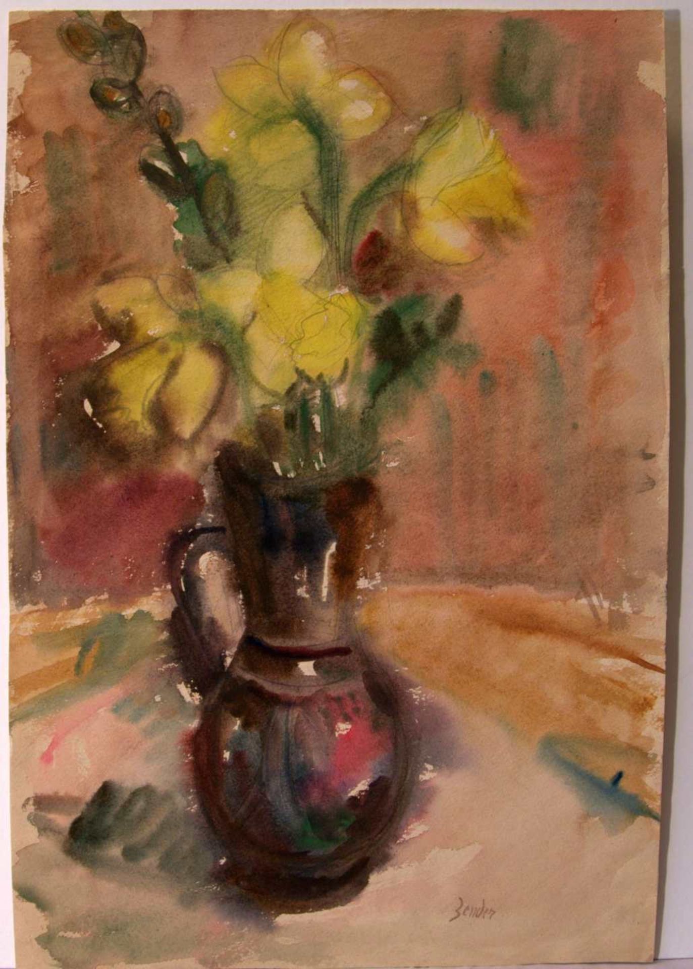 RUDOLF ZENDER (1901-1988), "Blumen", Aquarell,u.re.sig., ca. 50 x 34 cm