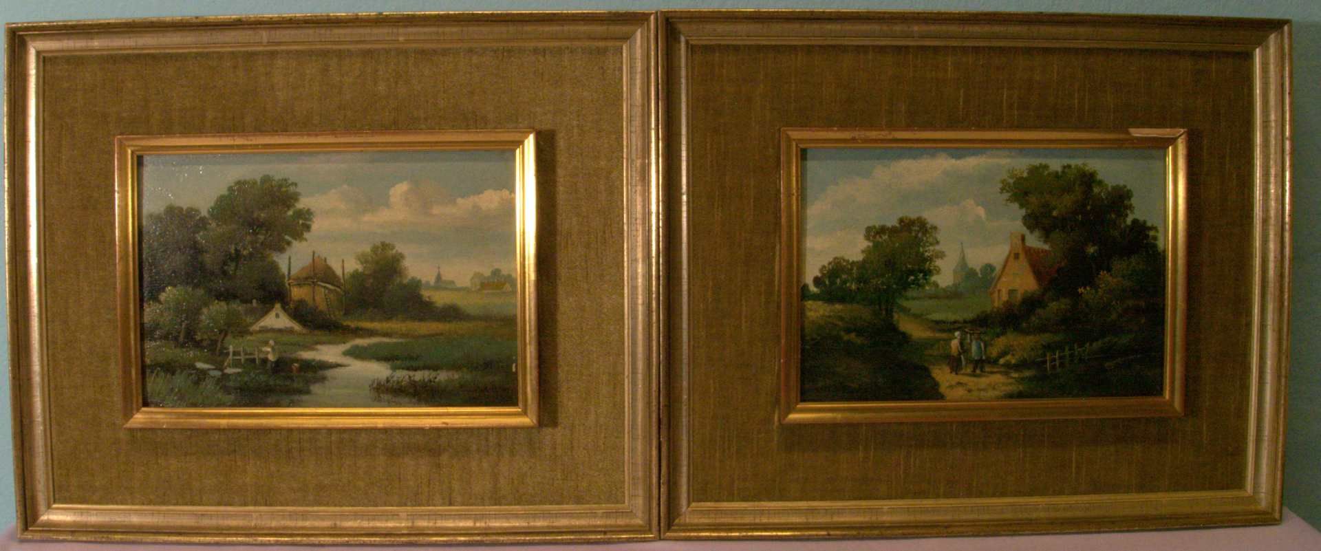 BARTHOLOMEUS JOHANNES VAN HOFE (1790 - 1880), "2 Holländische Landschaften"Öl/Holz,