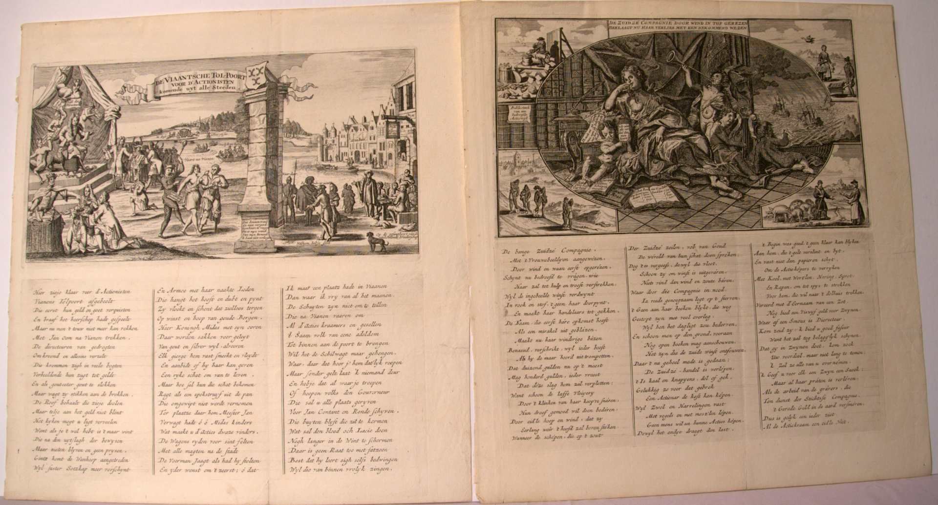 2 Kupferstiche, um 1720, aus "Der grosse Spiegel der Torheit"England/Niederlande, Blä