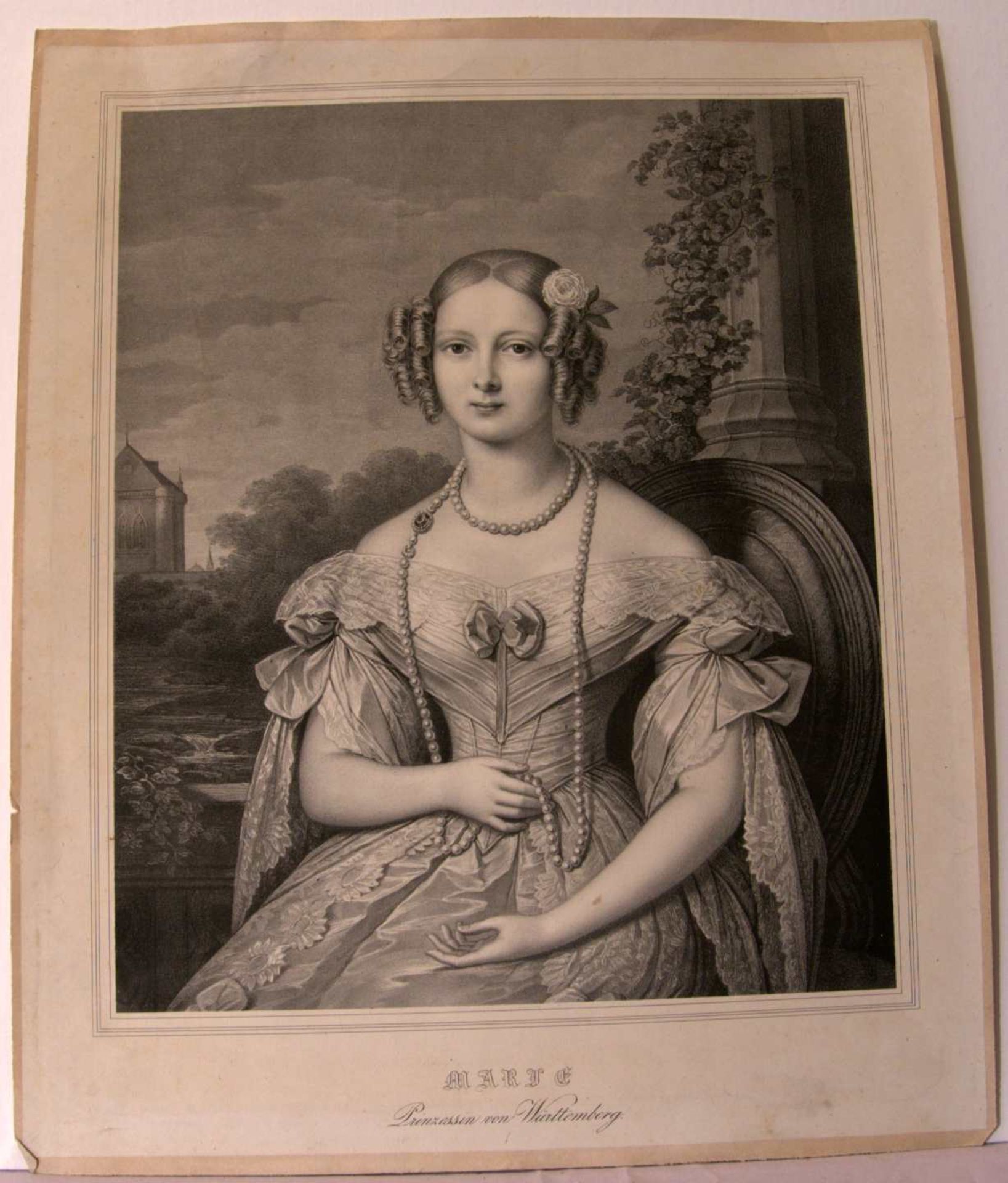 MARIE Prinzessin VON WÜRTENBERG, Lithographie, 19.Jhd.Blatt ca. 45 x 37 cm