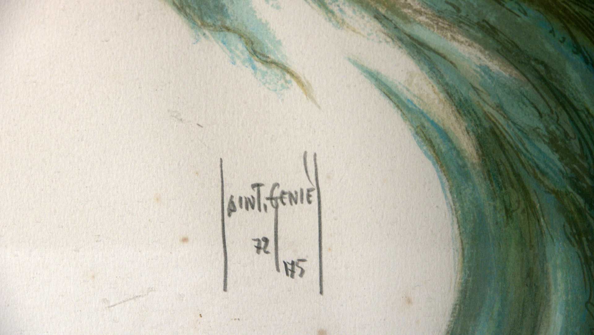 SAINT GENIES, "Frauenkopf", Lithographie, sig.72/175, ca. 56 x 76 cm - Bild 2 aus 2