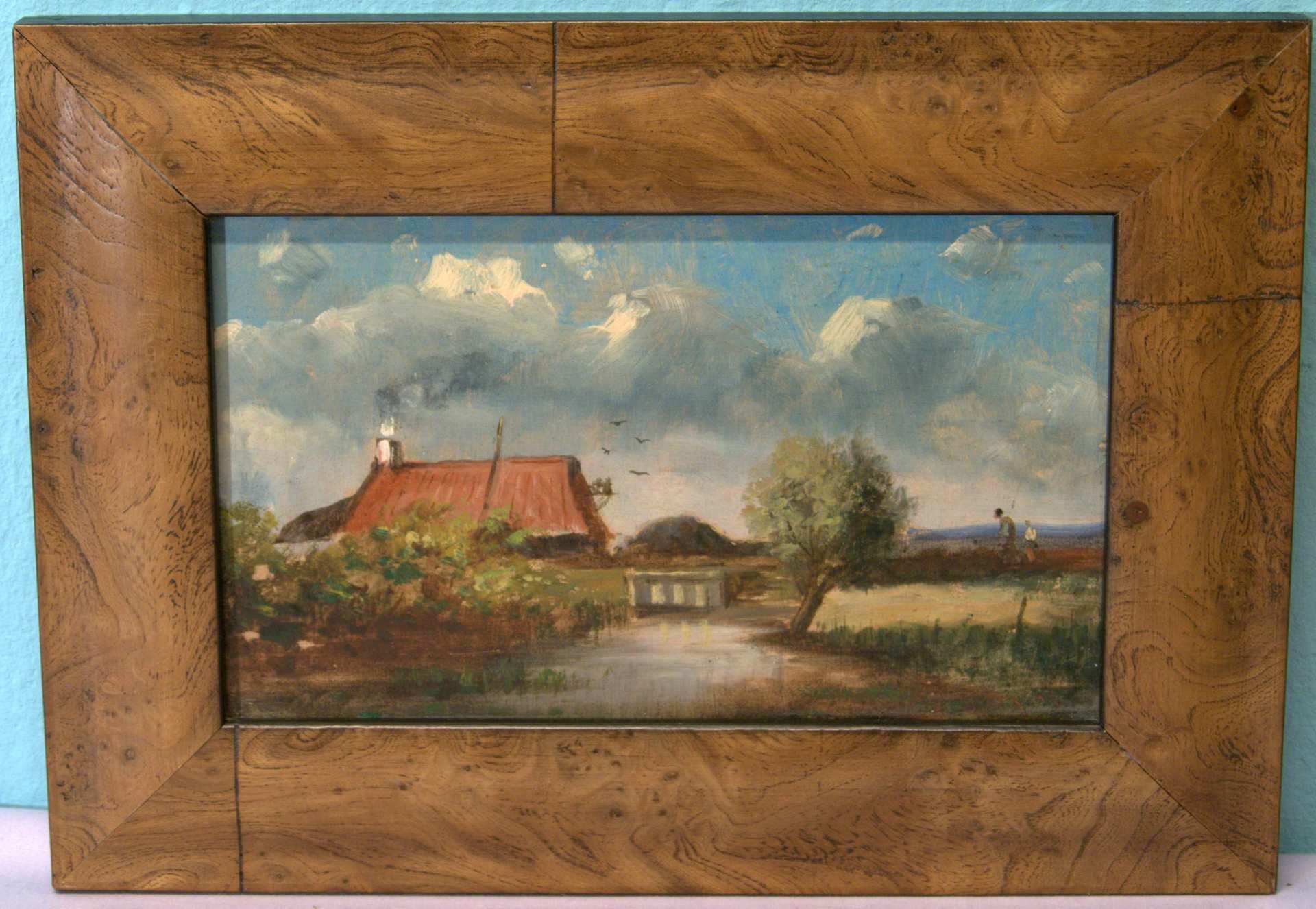 Landschaftsmaler um 1900, "Fischerkate", Öl/Holzu.re.unles.sig., ca 12 x 20 cm