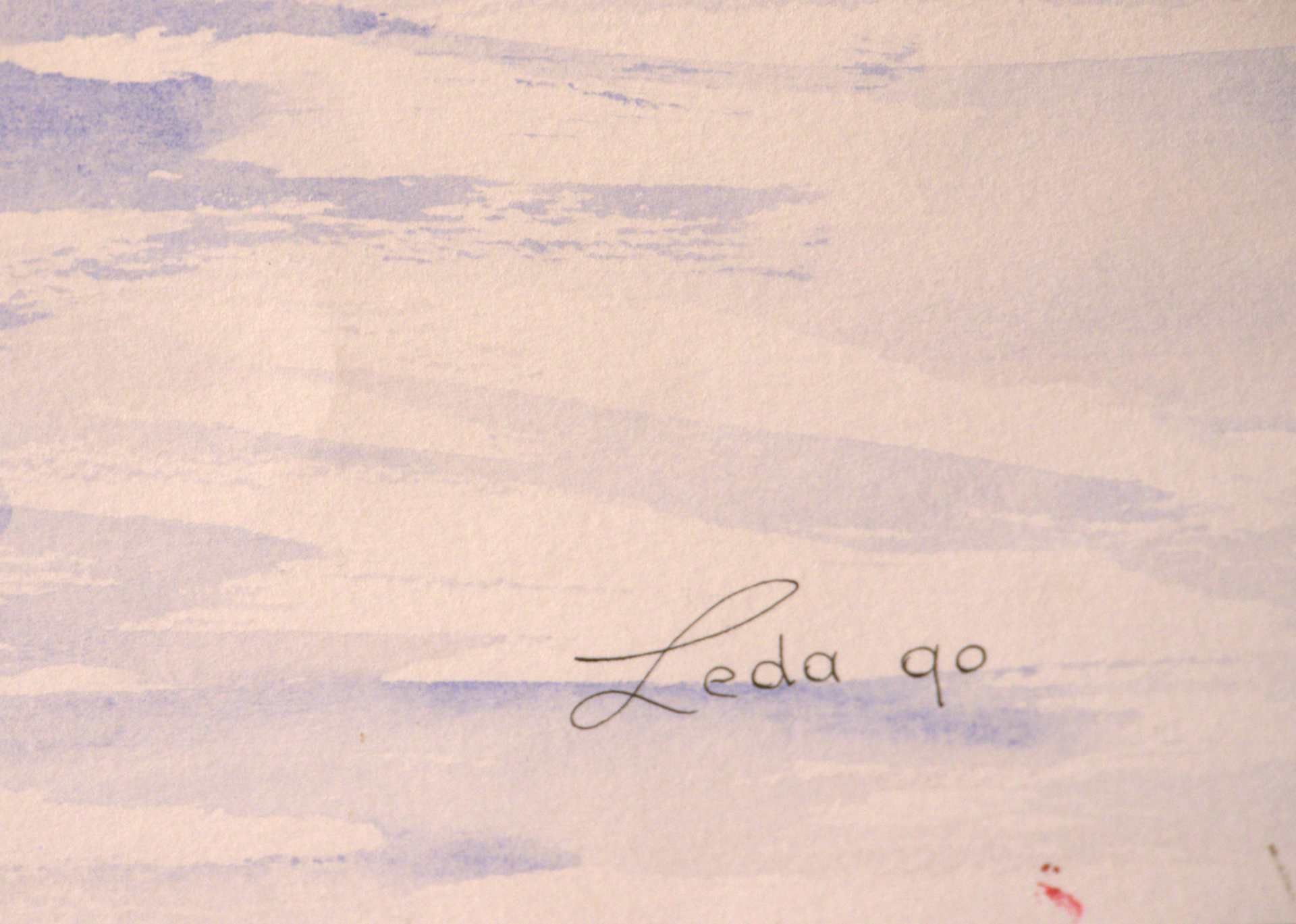 LEDA, "Boot mit Flagge", Aquarell, u.re.sig, dat.'90, ca. 55 x 37 cm - Bild 2 aus 2