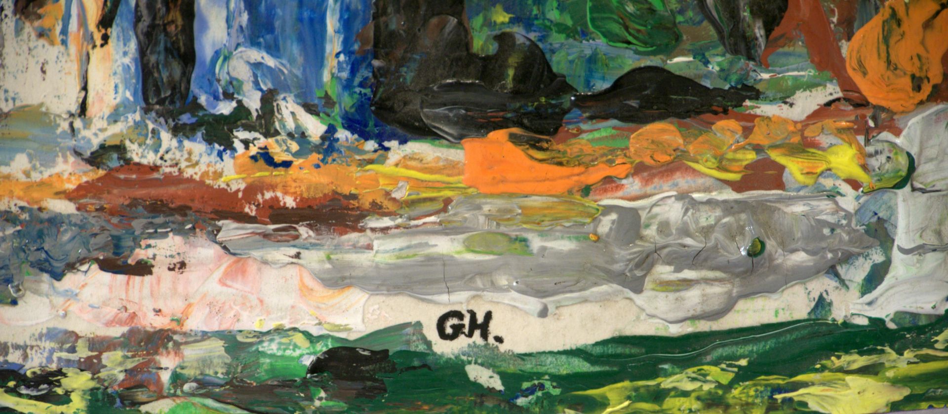 GUSTAV HESSING, "Kapelle", Öl/Papier, mitt. Monogr. G.H.Blatt, ohne Rahmen, Rückseit - Image 2 of 3