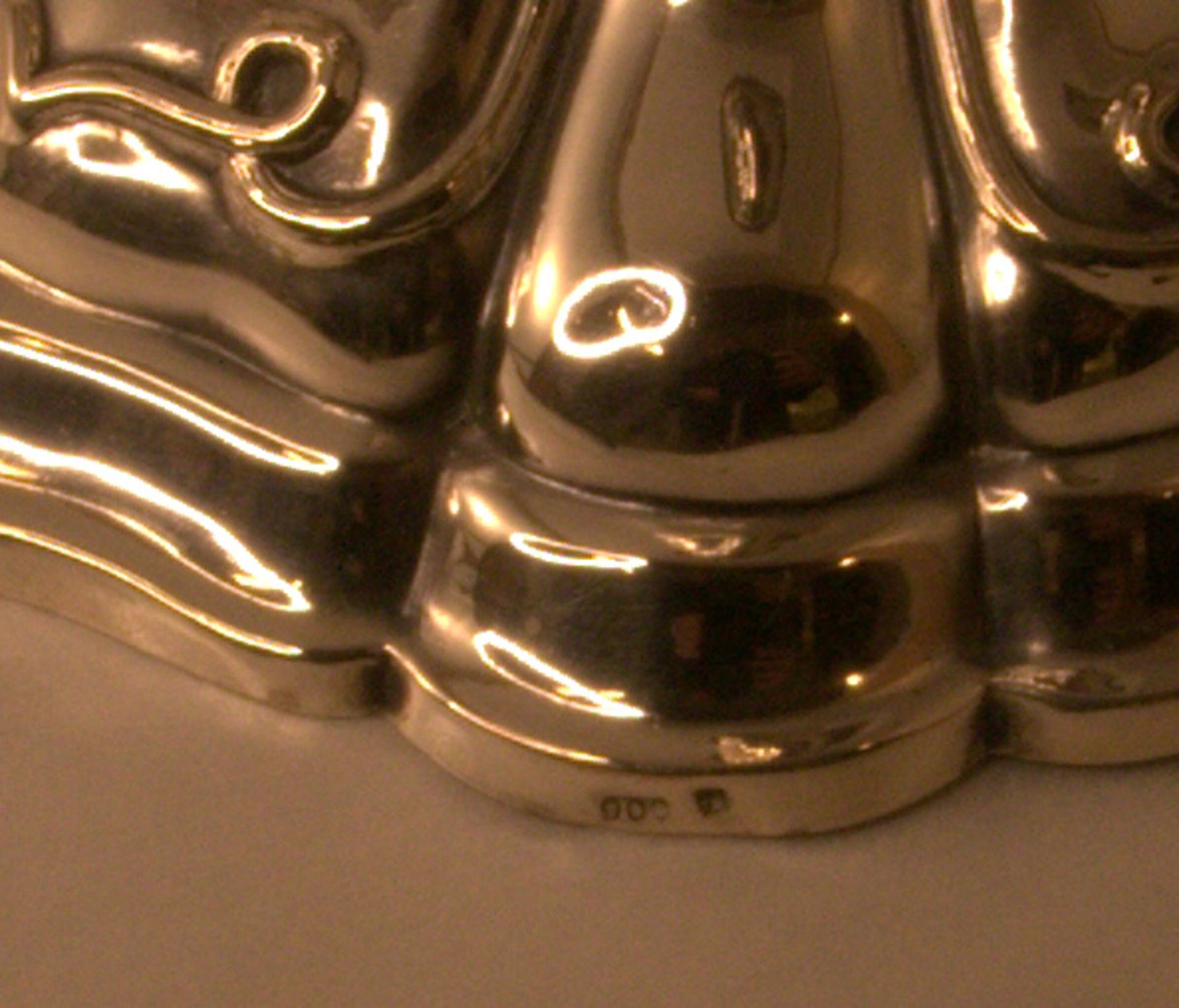 Paar Leuchter, gest. 900, Gussmarke Hajurst & Co, Berlinungefüllt, ca. 783 gr., kl. R - Bild 2 aus 2