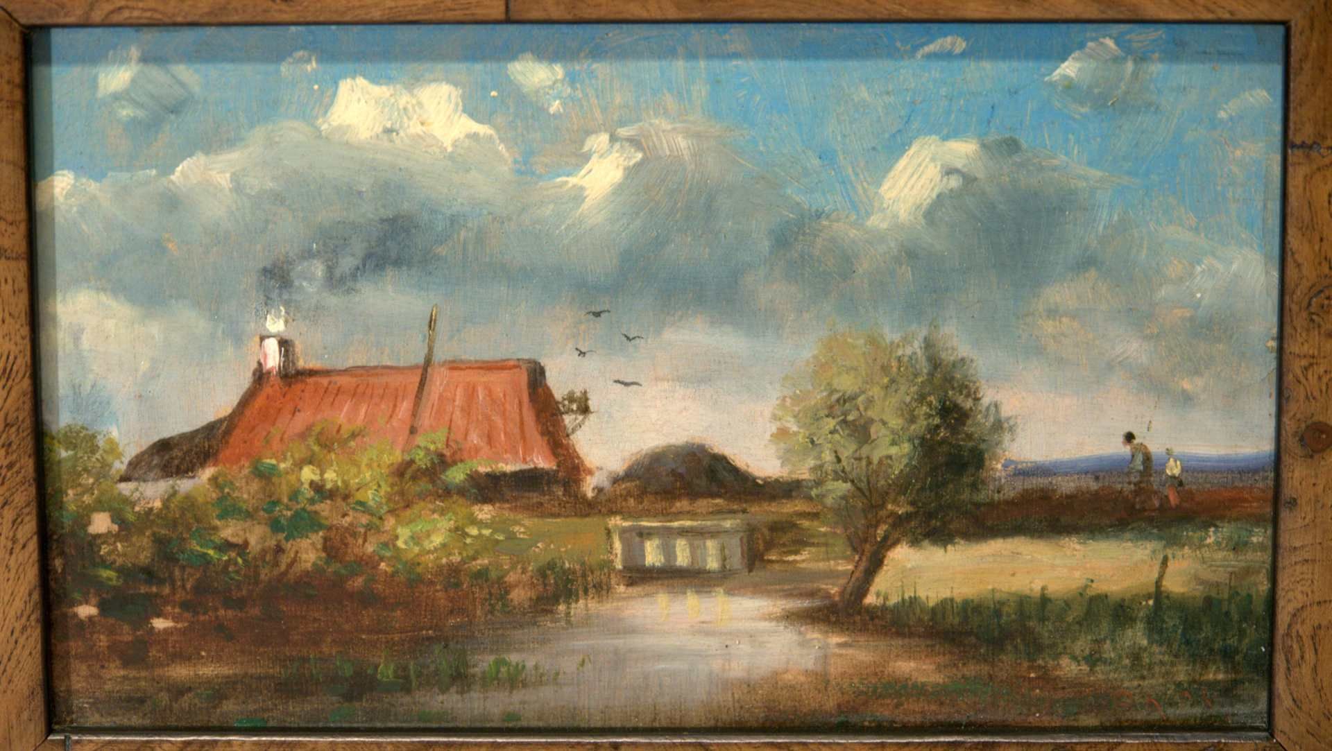 Landschaftsmaler um 1900, "Fischerkate", Öl/Holzu.re.unles.sig., ca 12 x 20 cm - Image 2 of 2