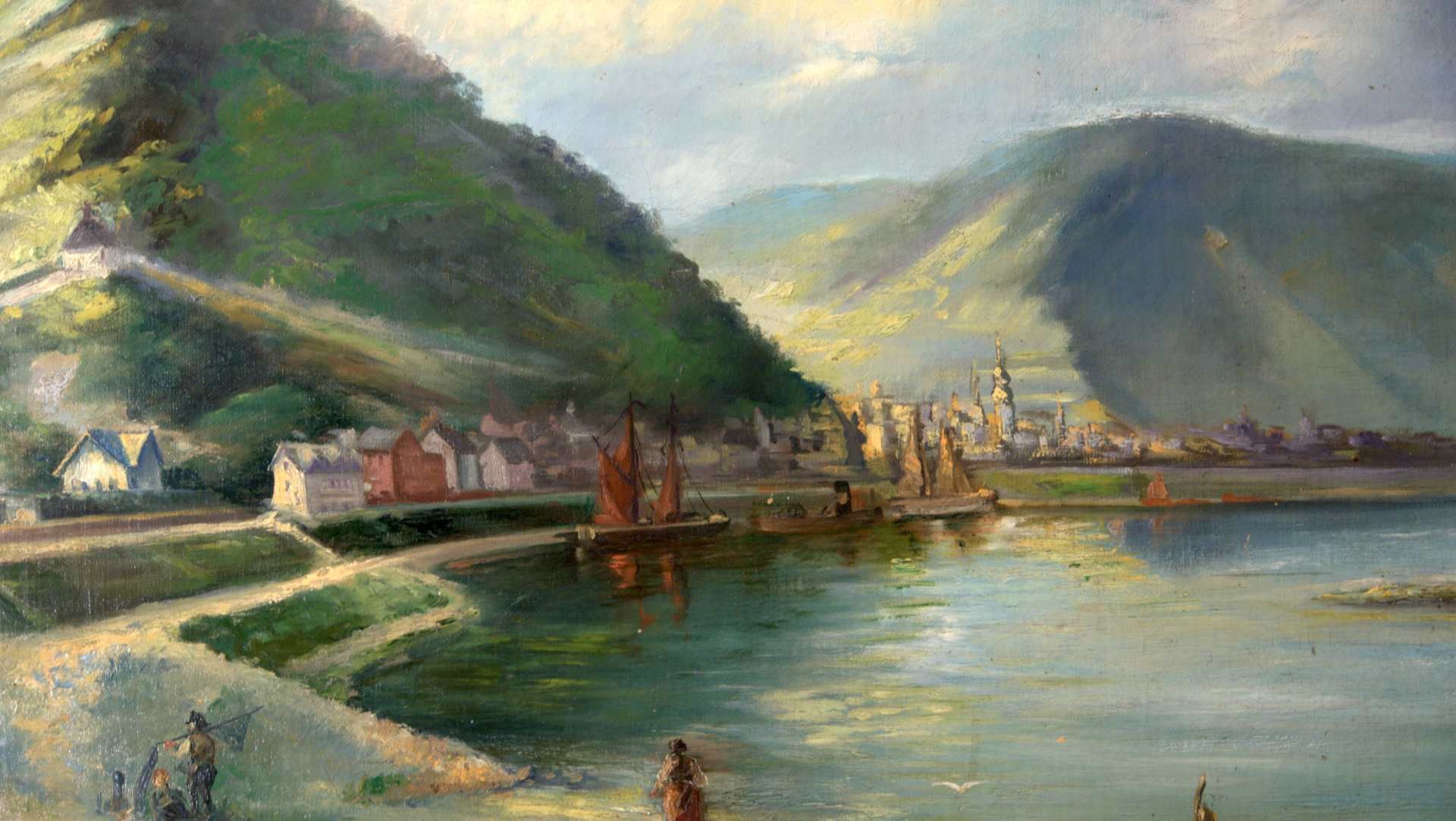 FRIEDRICH AUGUST HERKENDELL (1876- 1940 D'dorf), "Flusslandschaft"ÖL/Leinwand, u. re. - Image 3 of 3