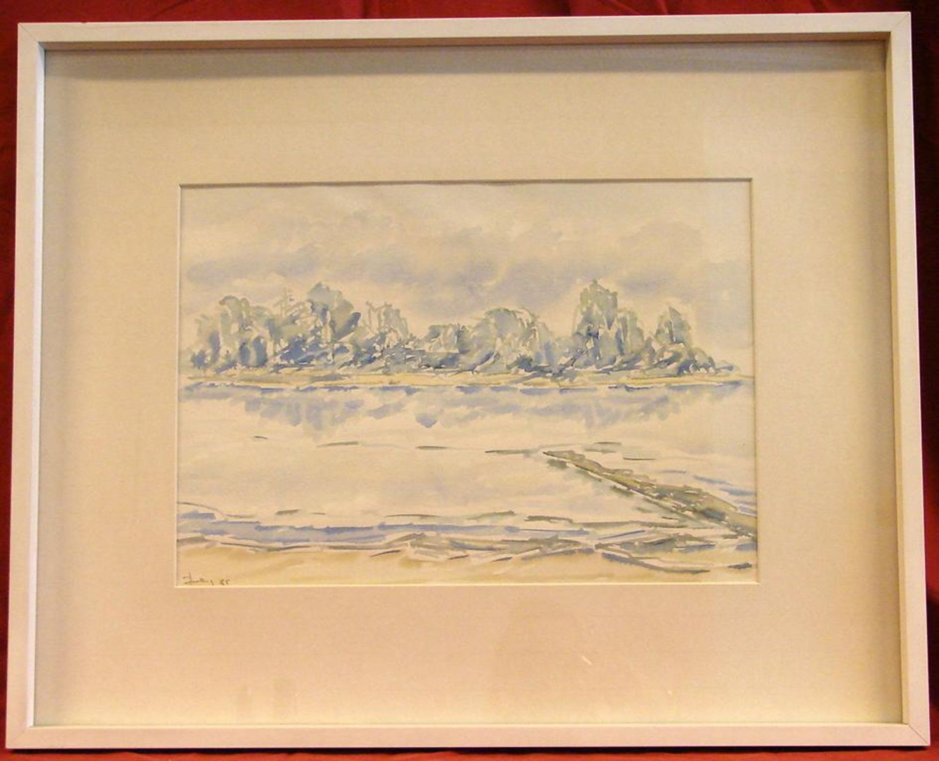 "Flussufer", Aquarell, u.li.sig. DEUS (GUSTAV), dat.'85, ca. 41x29 cm,Kein Postversand