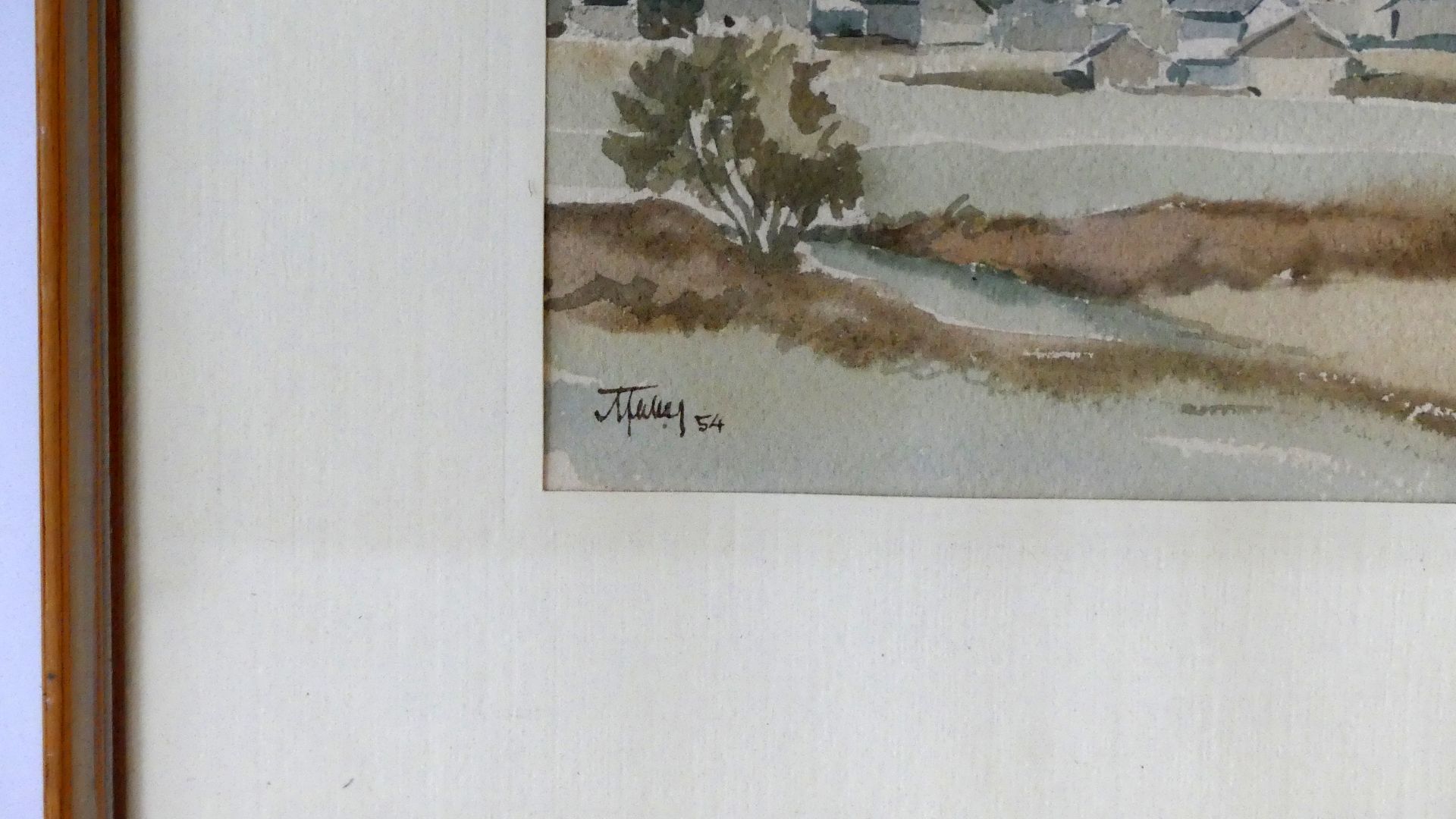 "Ortschaft", Aquarell, u.li.unles.sig., dat. 1954, ca. 16 x 11 cm - Image 2 of 2