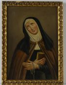 "Nonne betend mit Rosenkranz und Gebetbuch", Öl/L, 19. Jhdt.,