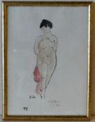 "Frauenakt", Kohlezeichnung, mittig unles.sig., bez. Lisa?, ca. 23,5 x 17,5 cm