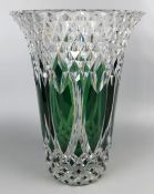 Große Vase, Kristall, grün/klar, Dm. ca. 28, H. 40 cm