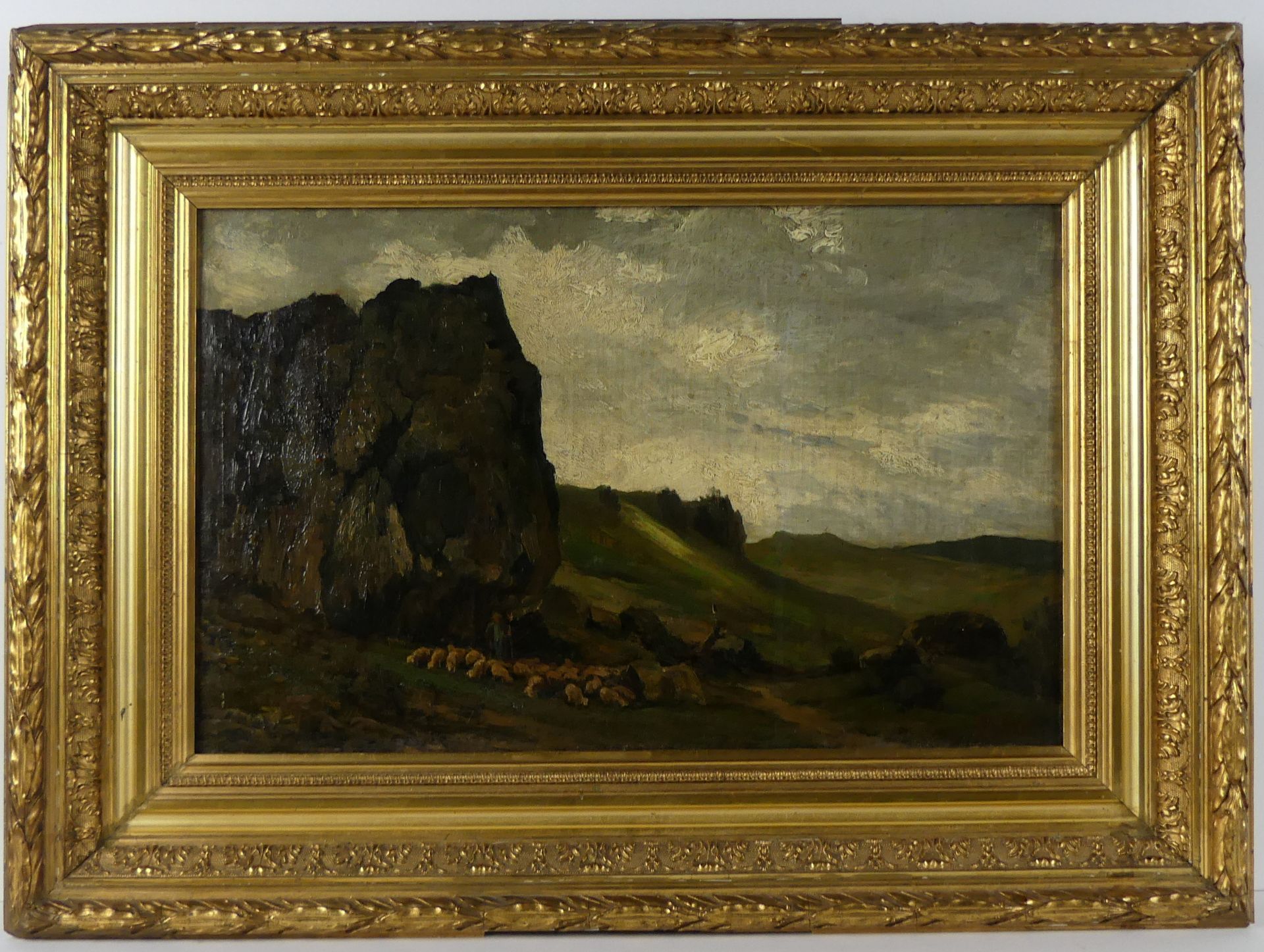 HERMANN POHLE d. Ä. (1863-1914 Düsseldorf), "Landschaft mit Schafen",