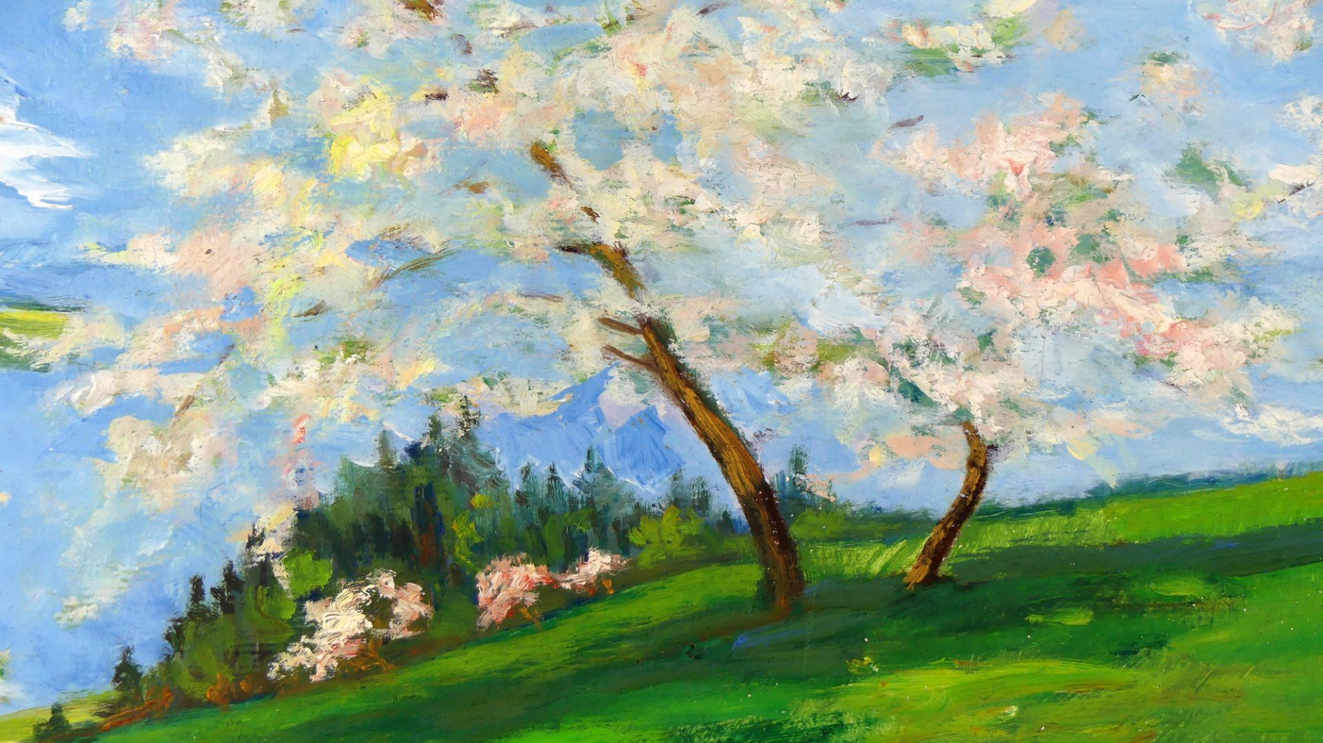 HEINZ POREP (1888 - 1973), "Blühende Bäumen in Frühlingslandschaft", - Bild 2 aus 4